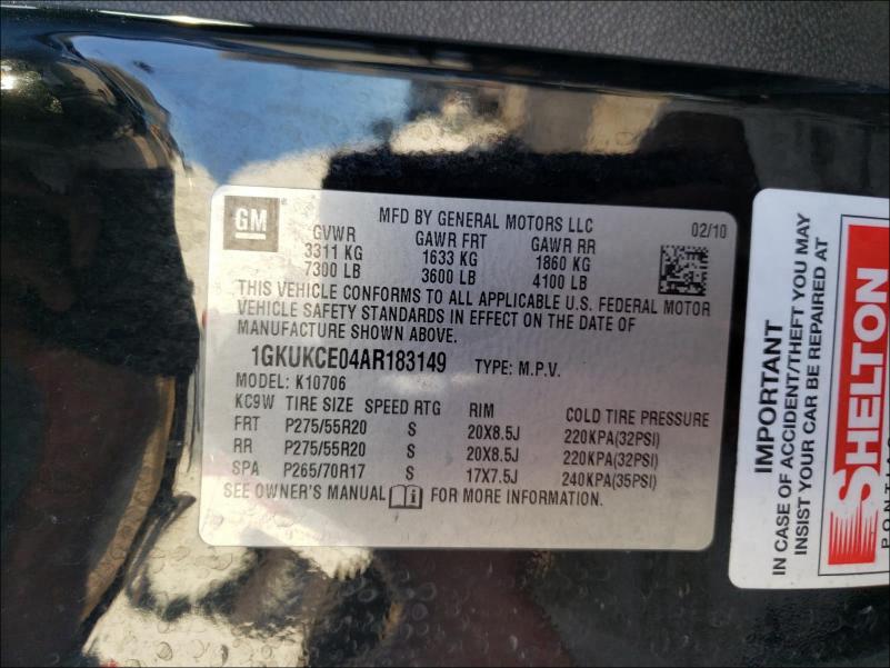 2010 GMC YUKON SLT 1GKUKCE04AR183149