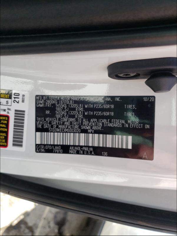 2021 TOYOTA SIENNA LIM 5TDZRKECXMS003020
