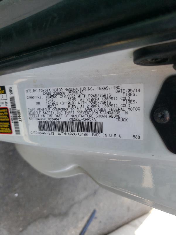 2014 TOYOTA TACOMA PRE 5TFTX4GN7EX034047
