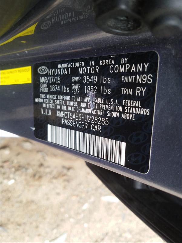 2015 HYUNDAI ACCENT GS KMHCT5AE6FU228285