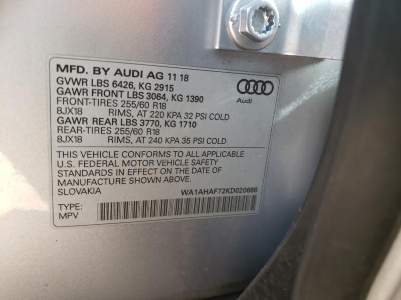 VIN WA1AHAF72KD020666 2019 Audi Q7, Premium no.10