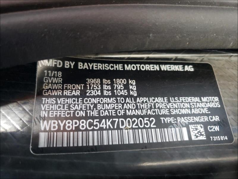 2019 BMW I3 S REX WBY8P8C54K7D02052