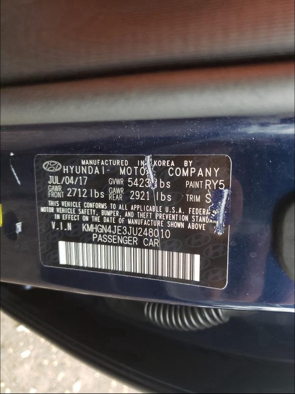 2018 GENESIS G80 BASE KMHGN4JE3JU248010