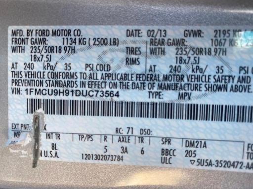 2013 FORD ESCAPE SEL 1FMCU9H91DUC73564