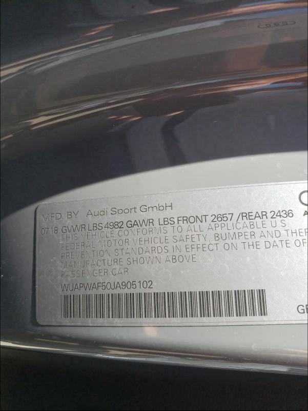 2018 AUDI RS5 WUAPWAF50JA905102