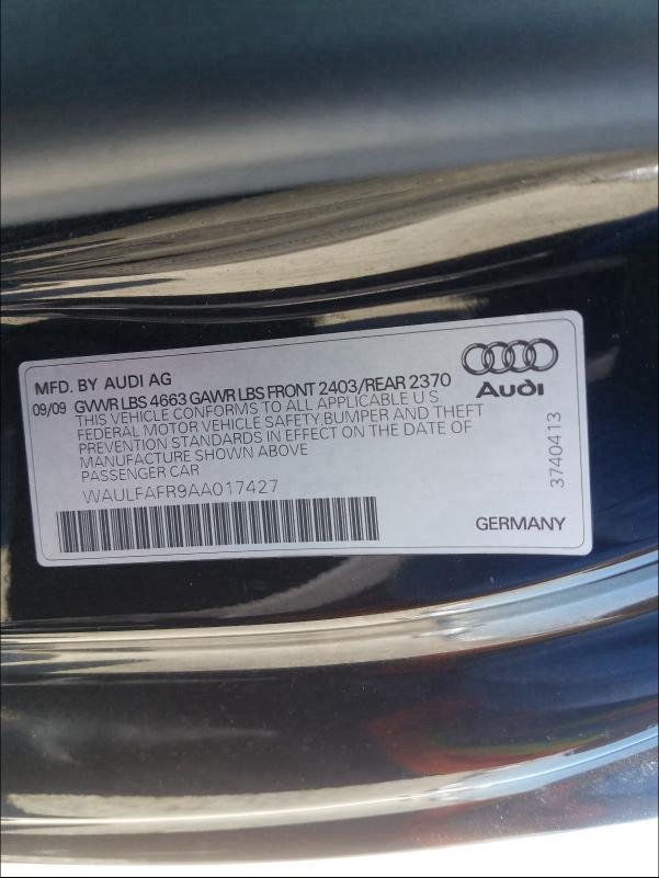 2010 AUDI A5 PREMIUM WAULFAFR9AA017427