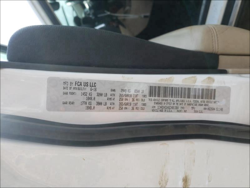 2016 DODGE DURANGO LI 1C4RDHDG4GC481364