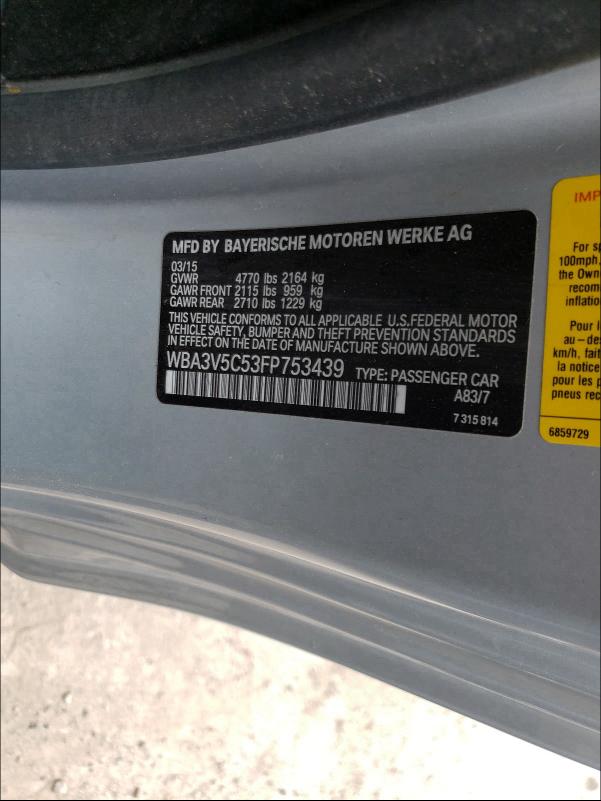 2015 BMW 428 I WBA3V5C53FP753439