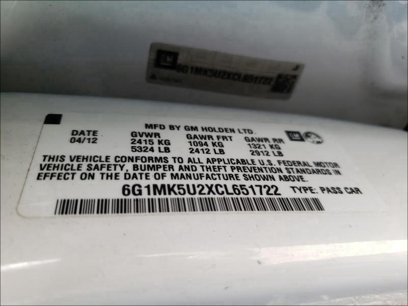 2012 CHEVROLET CAPRICE PO 6G1MK5U2XCL651722
