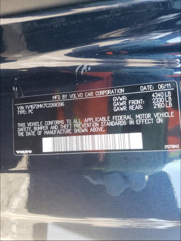 2012 VOLVO C30 T5 YV1672MK7C2268396