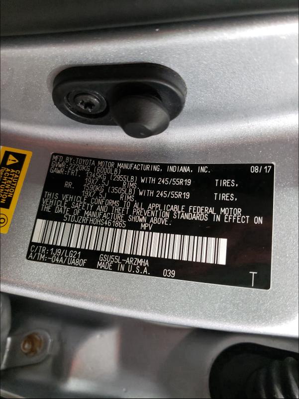 2017 TOYOTA HIGHLANDER 5TDJZRFH0HS461865