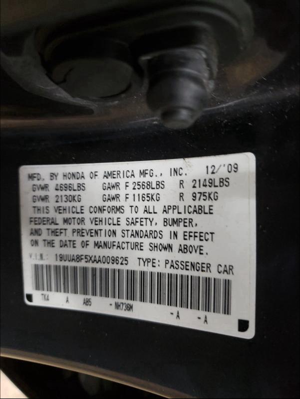 2010 ACURA TL 19UUA8F5XAA009625