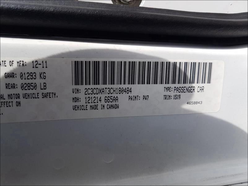 2012 DODGE CHARGER PO 2C3CDXAT3CH180484