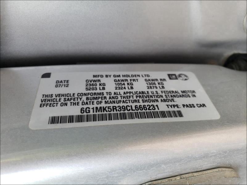 2012 CHEVROLET CAPRICE PO 6G1MK5R39CL666231