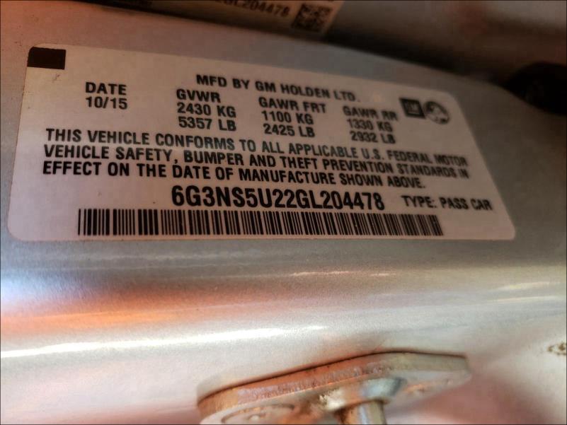 2016 CHEVROLET CAPRICE PO 6G3NS5U22GL204478