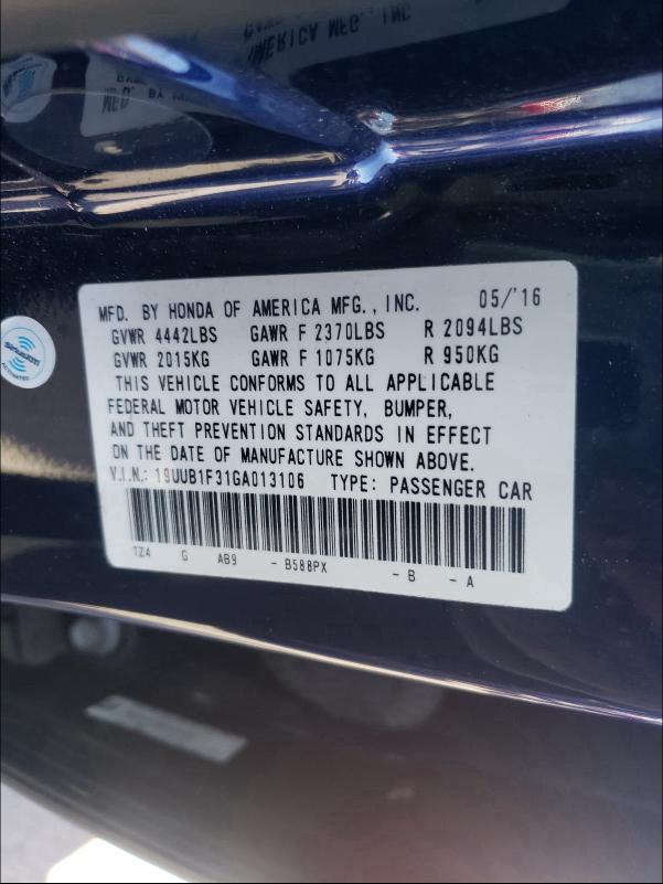 2016 ACURA TLX 19UUB1F31GA013106