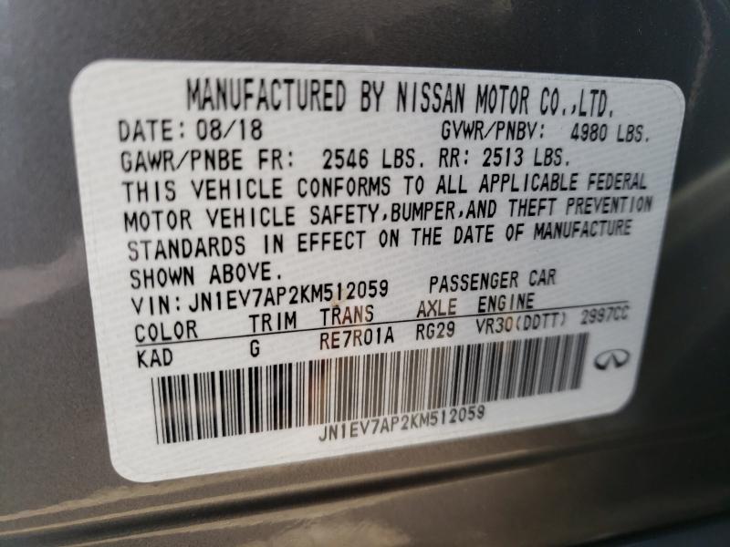 2019 INFINITI Q50 LUXE JN1EV7AP2KM512059