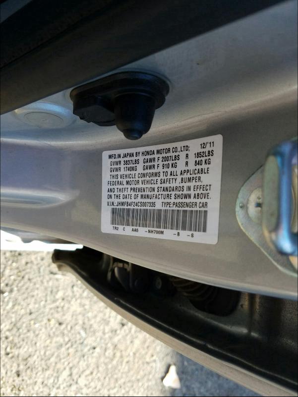 2012 HONDA CIVIC HYBR JHMFB4F24CS007335
