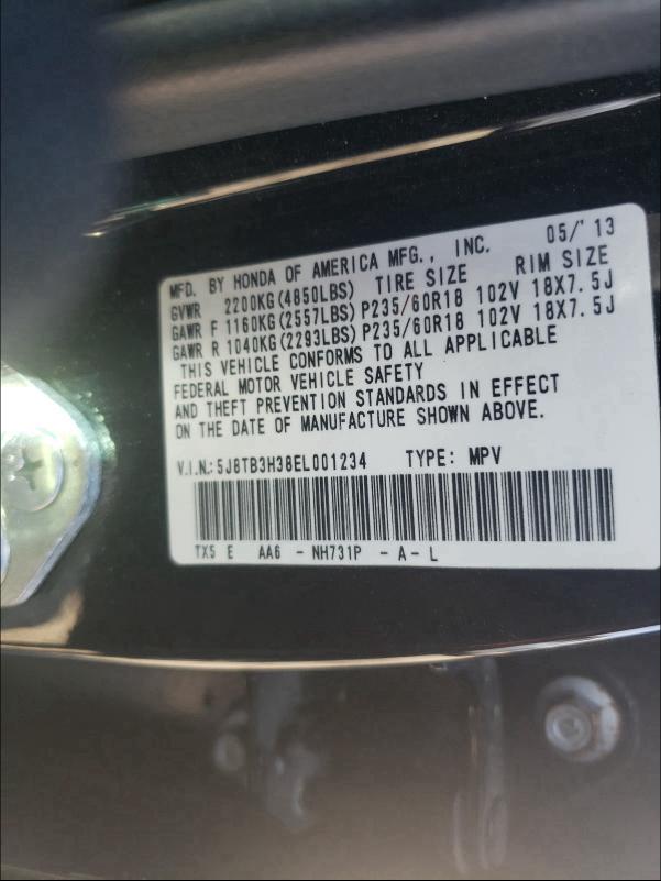 2014 ACURA RDX 5J8TB3H38EL001234