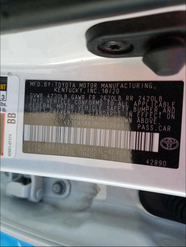 2021 TOYOTA AVALON XSE 4T1EA1AB3MU002649