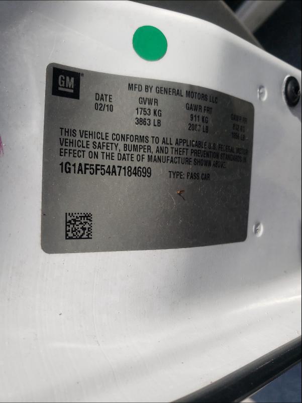 2010 CHEVROLET COBALT 2LT 1G1AF5F54A7184699
