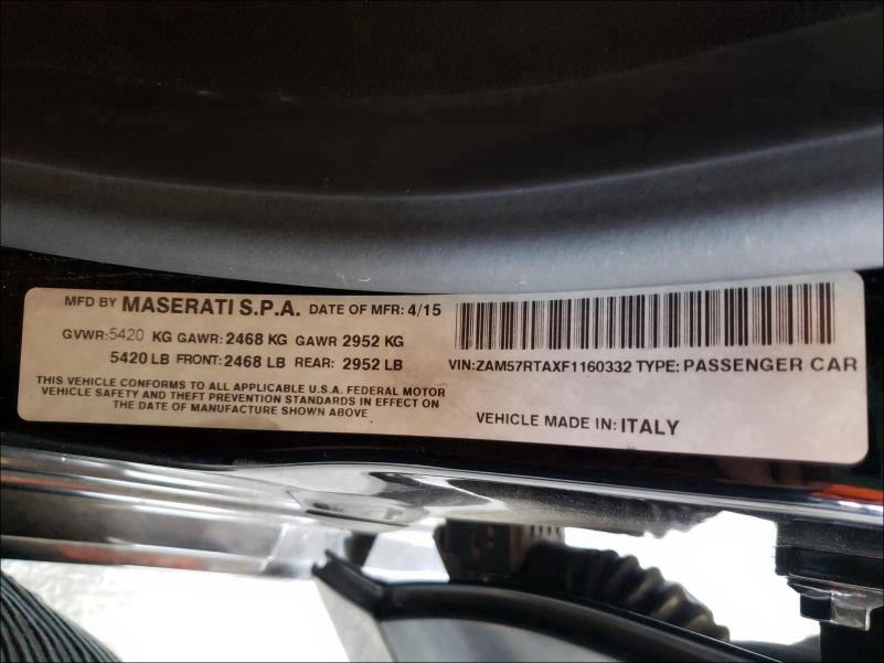 2015 MASERATI GHIBLI S ZAM57RTAXF1160332