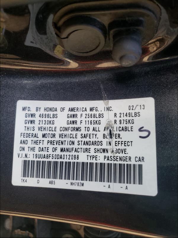 2013 ACURA TL TECH 19UUA8F50DA012098