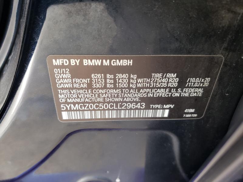 2012 BMW X6 M 5YMGZ0C50CLL29643