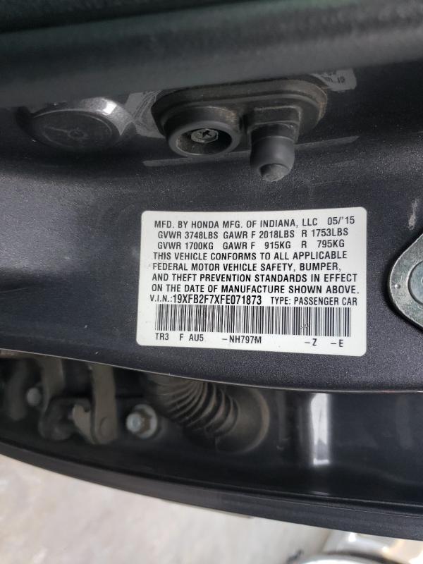2015 HONDA CIVIC SE 19XFB2F7XFE071873