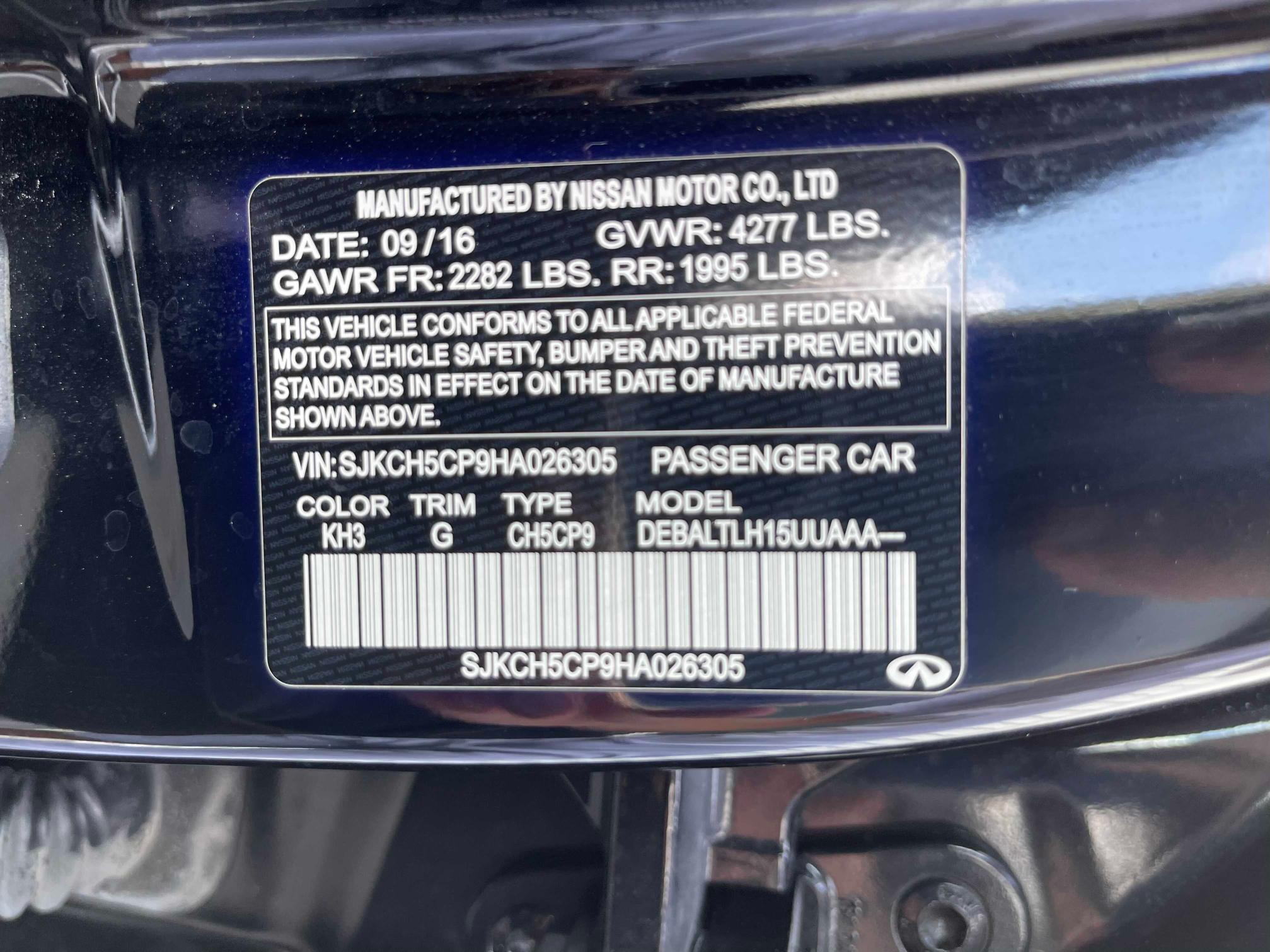 2017 INFINITI QX30 BASE SJKCH5CP9HA026305