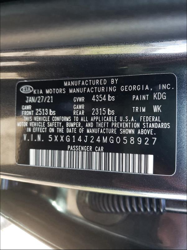 2021 KIA K5 LXS 5XXG14J24MG058927