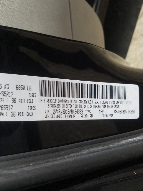 2010 VOLKSWAGEN ROUTAN SE 2V4RW3D16AR424323