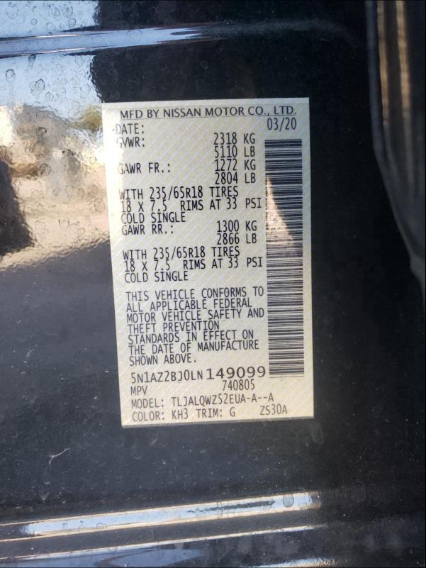 2020 NISSAN MURANO SV 5N1AZ2BJ0LN149099