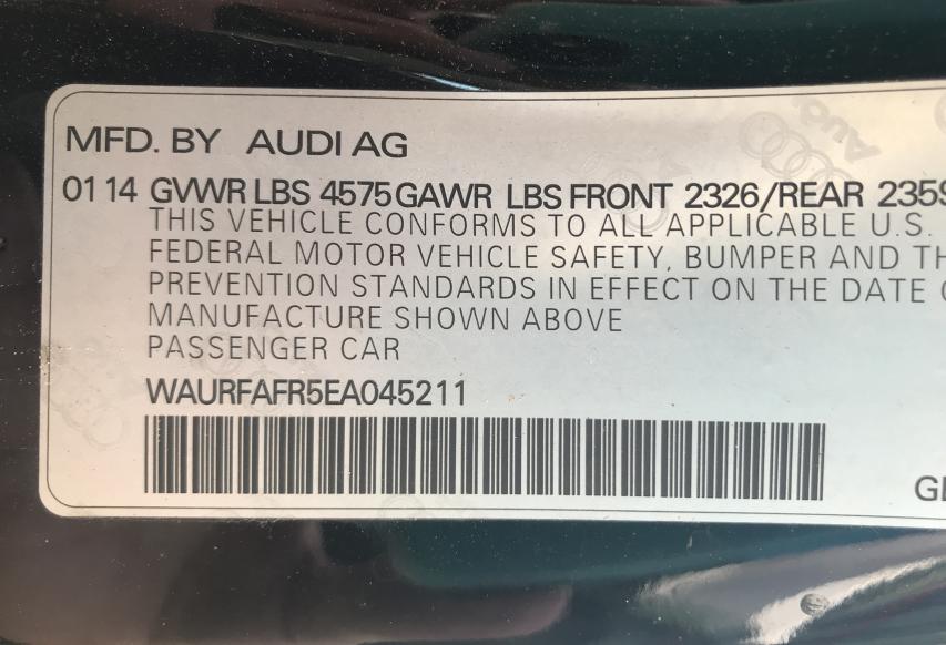 2014 AUDI A5 PREMIUM WAURFAFR5EA045211
