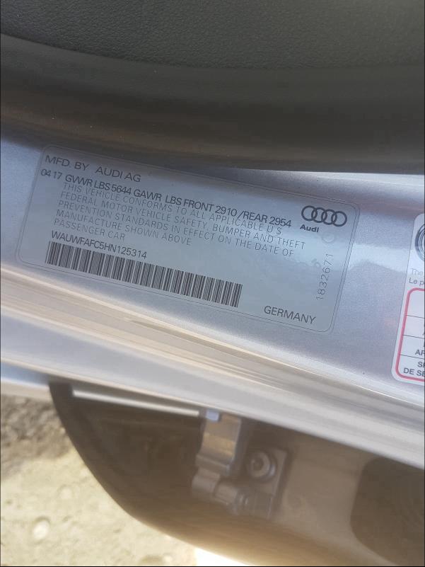 2017 AUDI S7 PREMIUM WAUWFAFC5HN125314