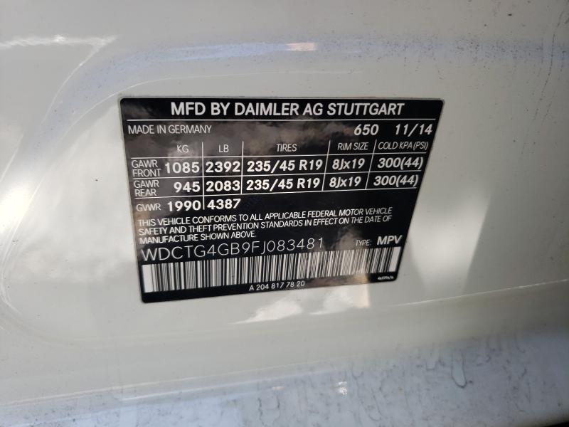 2015 MERCEDES-BENZ 250 WDCTG4GB9FJ083481