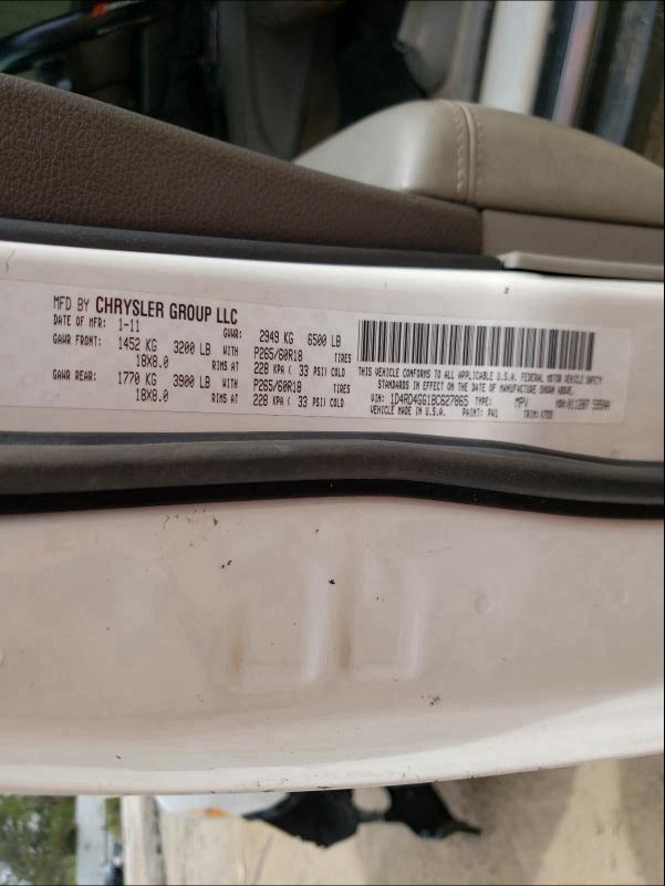 2011 DODGE DURANGO CR 1D4RD4GG1BC627865