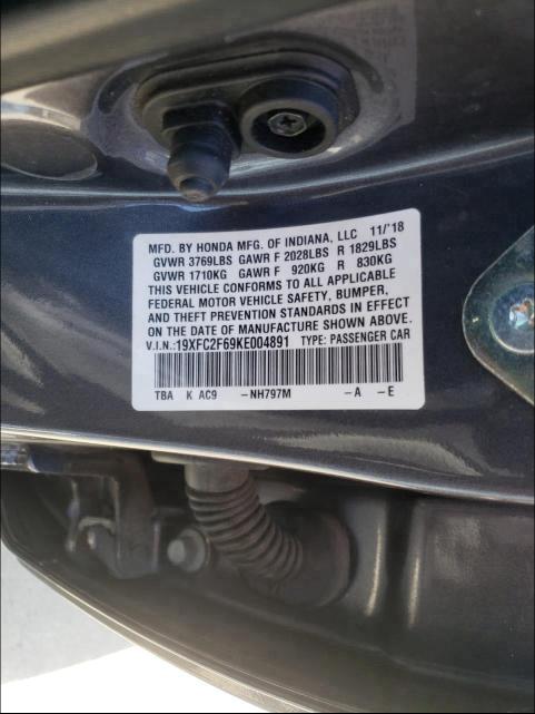2019 HONDA CIVIC LX 19XFC2F69KE004891