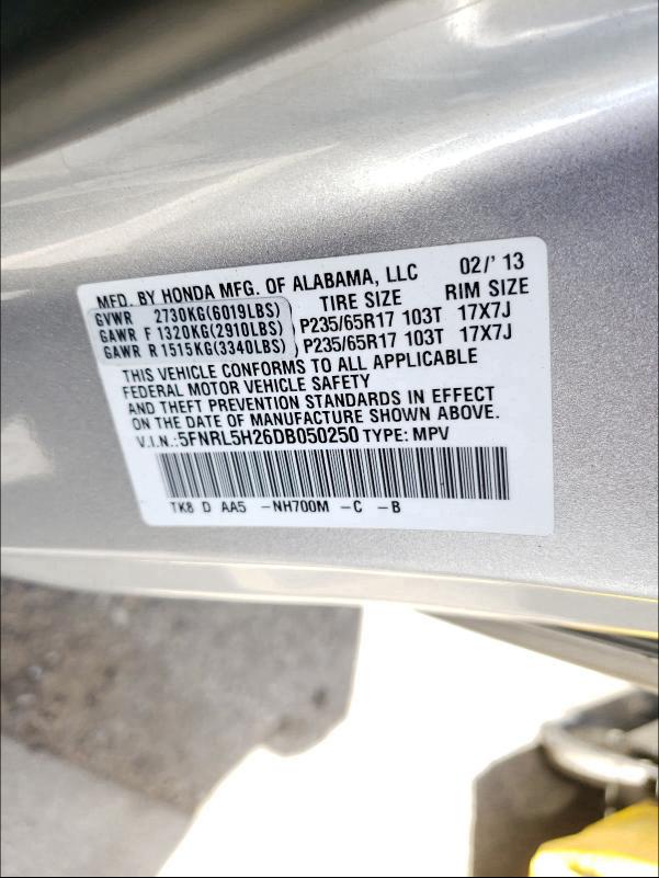 2013 HONDA ODYSSEY LX 5FNRL5H26DB050250