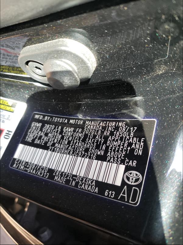 2018 TOYOTA COROLLA L 2T1BURHE8JC973216