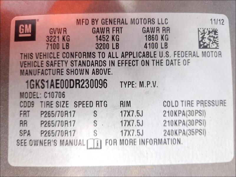 2013 GMC YUKON SLE 1GKS1AE00DR230096
