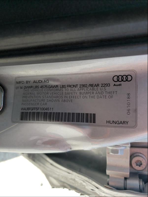 2015 AUDI S3 PREMIUM WAUBFGFF5F1004511