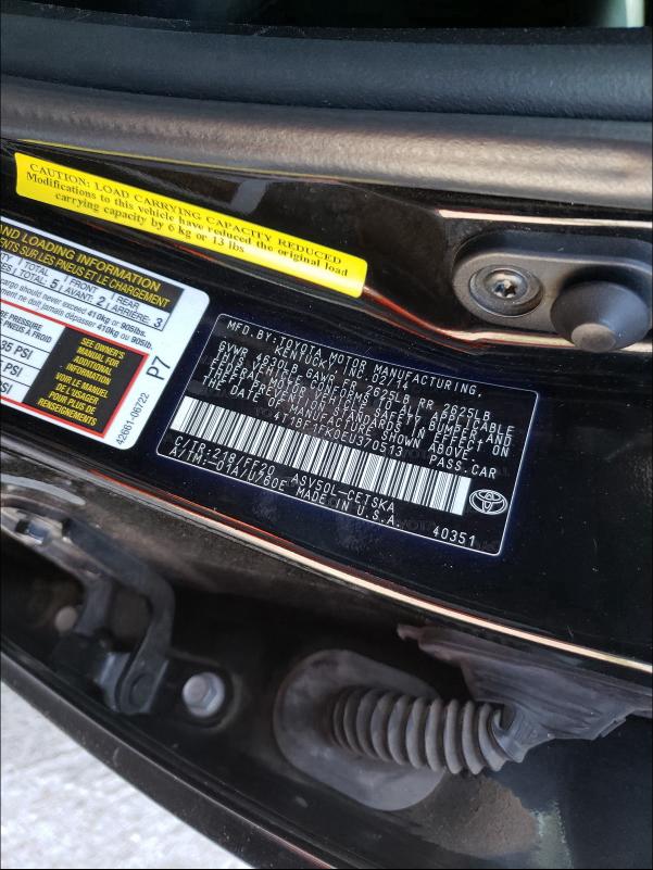2014 TOYOTA CAMRY L 4T1BF1FK0EU370513