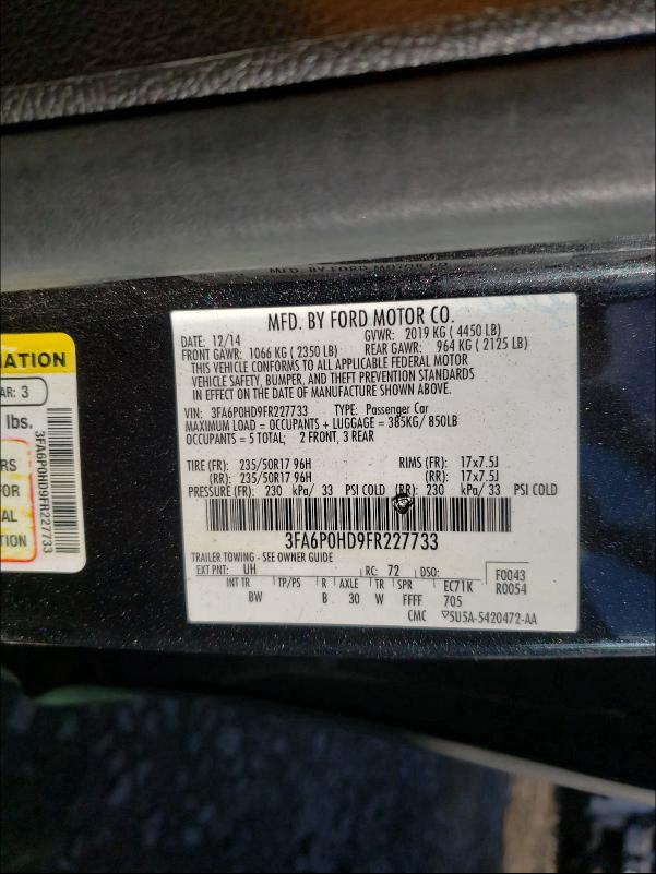2015 FORD FUSION SE 3FA6P0HD9FR227733