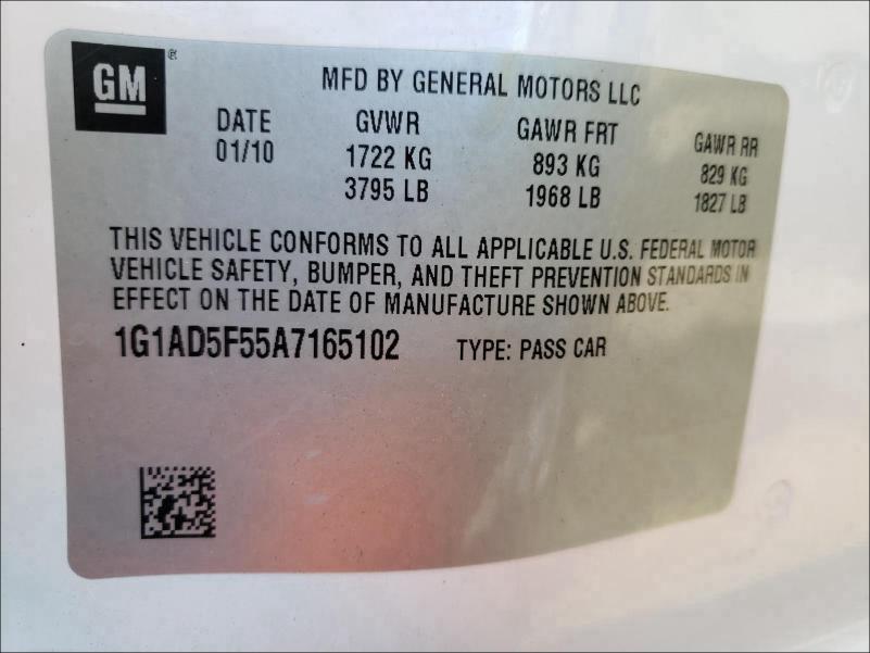 2010 CHEVROLET COBALT 1LT 1G1AD5F55A7165102