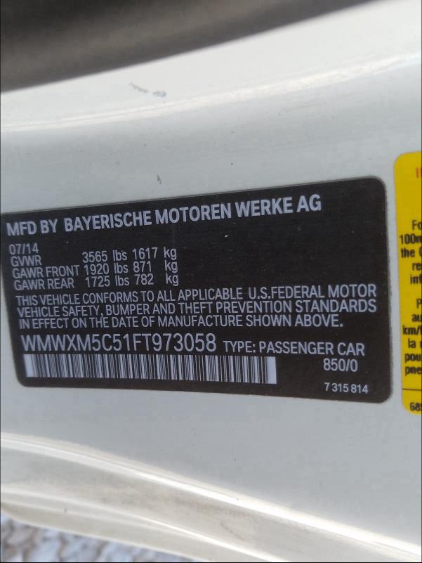 2015 MINI COOPER WMWXM5C51FT973058