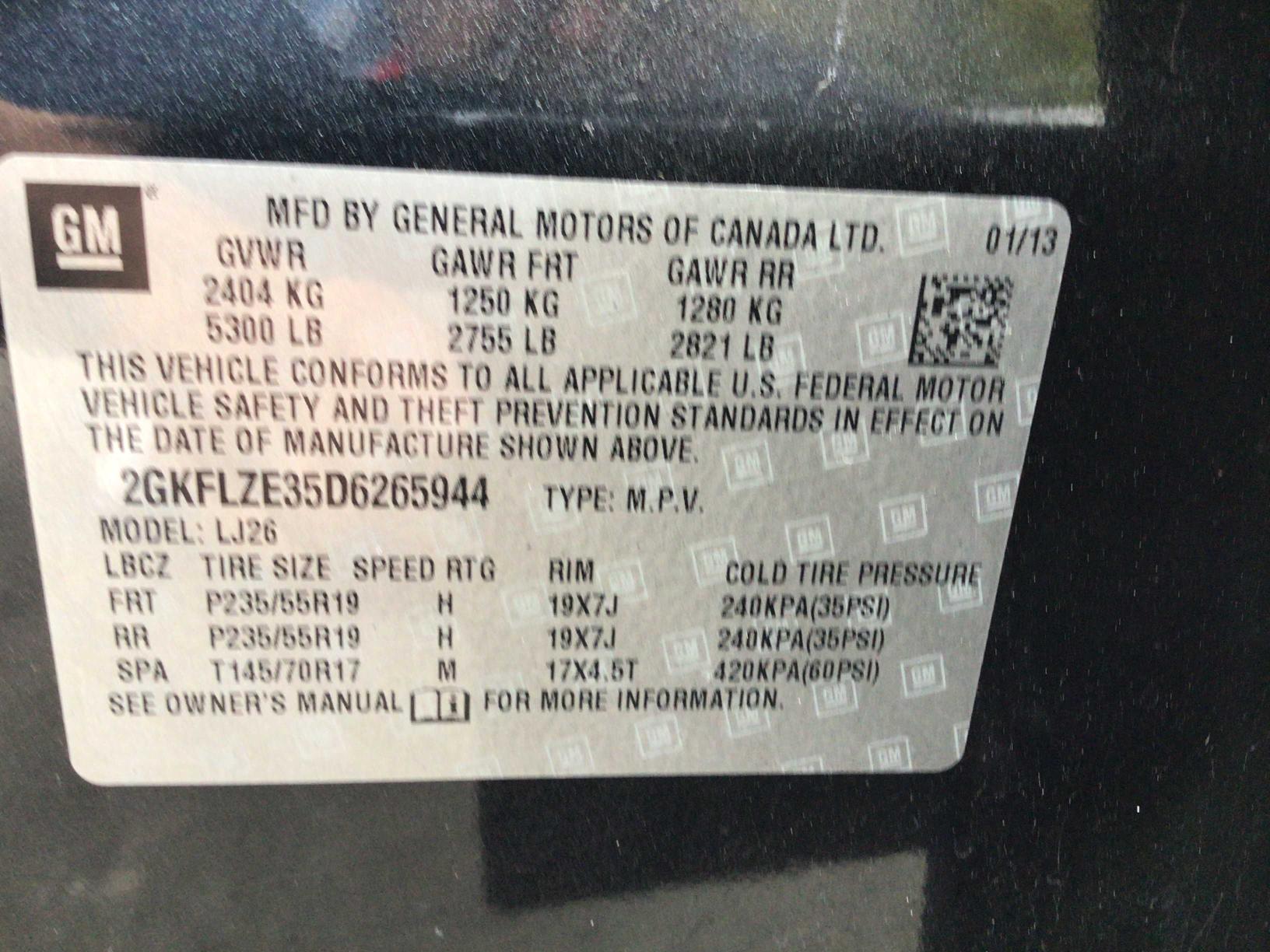2013 GMC TERRAIN DE 2GKFLZE35D6265944
