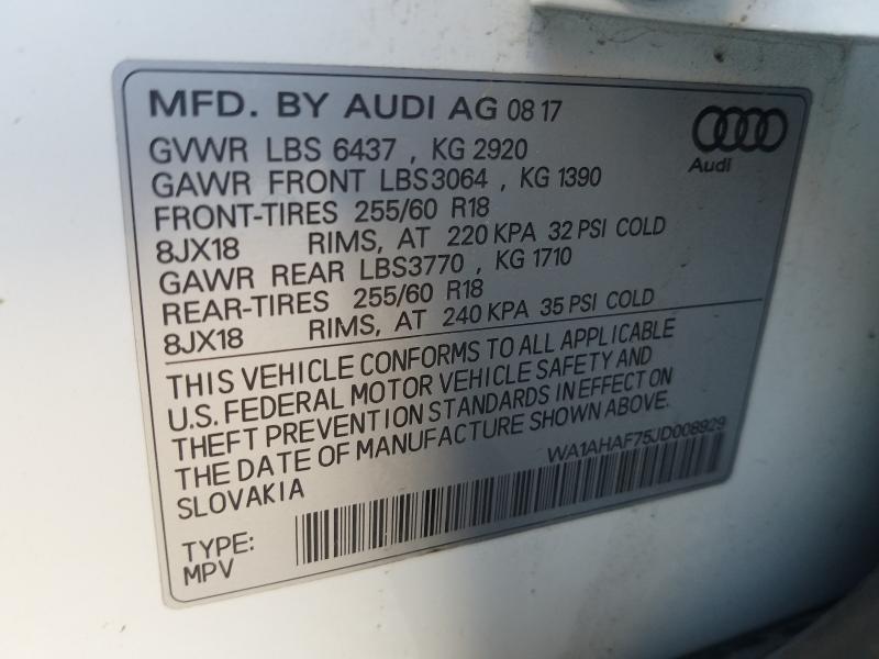 VIN WA1AHAF75JD008929 2018 Audi Q7, Premium no.10