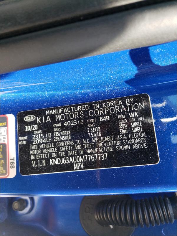 2021 KIA SOUL GT LI KNDJ63AU0M7767737