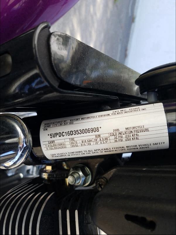 2005 VICTORY MOTORCYCLES ANESS KING 5VPDC16D353006908